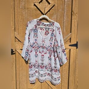 Jessica Simpson Floral Tunic - Red, Blue, White